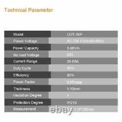 50A Plasma Cutter Pilot Arc Non-touch Clean Cut 3/4-Inch P80 Torch 110/220V DIY