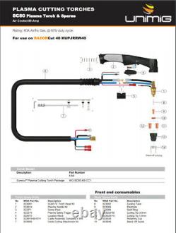 Contact Cutting Kit 1.0mm UNIMIG CUT45 SC80 Plasma Cutter drag tip