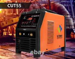 HITBOX 2in 1 Air Plasma Cutter Arc Cutting Machine Built-in Air Compressor 55A