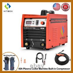 HITBOX 40Amp Air Plasma Cutter Built-In Compressor 220V Cutting Machine 1-12mm