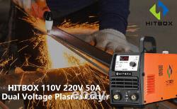 HITBOX Plasma Cutter 50A 110/220V Dual Volt Plasma Cutting Machine Clean Cutting